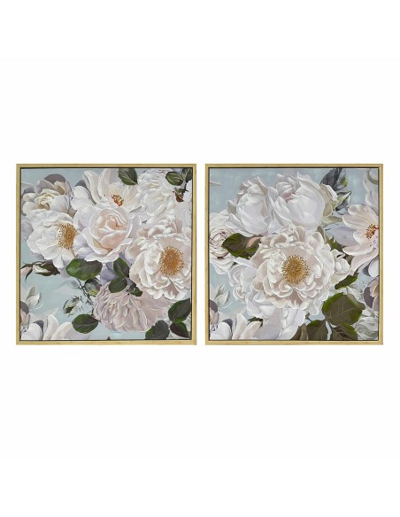 Cuadro DKD Home Decor 80 x 4 x 80 cm Flores Shabby Chic (2 Unidades) | Tienda24 Tienda24.eu