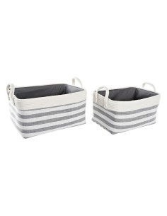 Set of decorative boxes Beige Cardboard Stripes Lasso 3 Pieces | Tienda24 Tienda24.eu