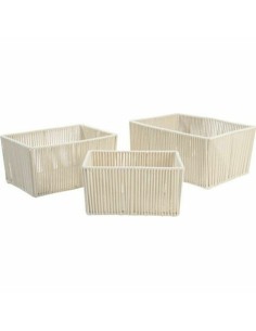 Basket set DKD Home Decor Stripes Black Grey Brown 30 x 30 x 30 cm White Boho (2 Units) (4 pcs) | Tienda24 Tienda24.eu