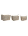 Set di Cestini DKD Home Decor Beige Metallo Cotone (39 x 29 x 31 cm) da DKD Home Decor, Contenitori senza coperchio - Ref: S3...