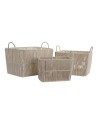 Set di Cestini DKD Home Decor Beige Metallo Cotone (39 x 29 x 31 cm) da DKD Home Decor, Contenitori senza coperchio - Ref: S3...