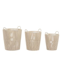 Set di Cestini DKD Home Decor Beige Metallo 42 x 42 x 51 cm da DKD Home Decor, Contenitori senza coperchio - Ref: S3039178, P...