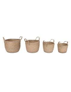 Basket set Home ESPRIT Black Natural Boho 42 x 42 x 50 cm (3 Pieces) | Tienda24 Tienda24.eu