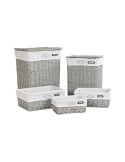 Set of Baskets DKD Home Decor Grey Polyester wicker (44 x 34 x 56 cm) | Tienda24 Tienda24.eu