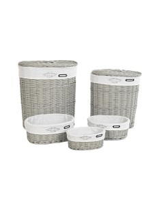 Set di Cesti DKD Home Decor Grigio Poliestere vimini (51 x 37 x 56 cm) da DKD Home Decor, Ceste per la biancheria - Ref: S303...