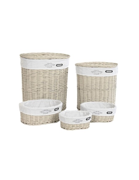 Lot de paniers DKD Home Decor 51 x 37 x 56 cm 52 x 38 x 56 cm Beige osier | Tienda24 Tienda24.eu