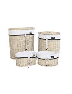 Set of Baskets DKD Home Decor Grey Polyester wicker (44 x 34 x 56 cm) | Tienda24 Tienda24.eu