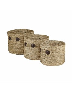 Conjunto de Cestas DKD Home Decor Pêssego Natural Boho 52 x 52 x 58 cm | Tienda24 Tienda24.eu