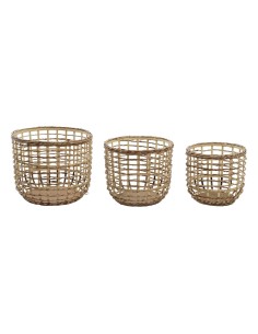 Juego de Cestas DKD Home Decor Metal Fibra natural (40 x 30 x 25 cm) | Tienda24 Tienda24.eu