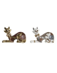 Statua Decorativa DKD Home Decor Bianco Dorato Gatto 22,5 x 8 x 15 cm (2 Unità) da DKD Home Decor, Soprammobili - Ref: S30395...