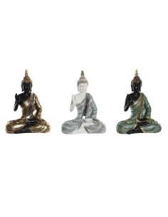 Statua Decorativa DKD Home Decor 19 x 10 x 26,5 cm Azzurro Dorato Buddha Verde Orientale (3 Pezzi) da DKD Home Decor, Sopramm...