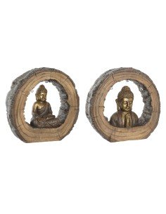 Statua Decorativa DKD Home Decor 40 x 13 x 40 cm Dorato Marrone Buddha Orientale (2 Unità) da DKD Home Decor, Soprammobili - ...