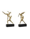 Figura Decorativa DKD Home Decor 21 x 5,5 x 25,5 cm Preto Dourado Ginasta (2 Unidades) | Tienda24 Tienda24.eu