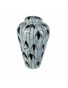 Vaso DKD Home Decor Porcellana Nero Bianco Orientale Foglia della pianta (23 x 23 x 33 cm) da DKD Home Decor, Vasi - Ref: S30...