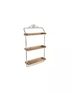 Scaffale DKD Home Decor Bianco Naturale Metallo Abete 64 x 19 x 107 cm (1) da DKD Home Decor, Scaffalature e ripiani di immag...