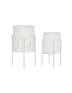 Set di vasi da fiori DKD Home Decor Metallo Bianco Shabby Chic (31 x 31 x 58 cm) da DKD Home Decor, Cachepot - Ref: S3040790,...