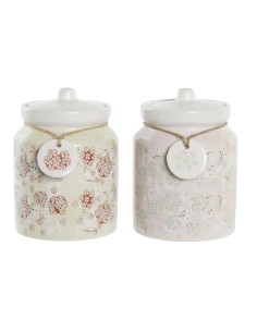 Tin DKD Home Decor 15,5 x 15,5 x 21 cm Pink White Dolomite | Tienda24 Tienda24.eu