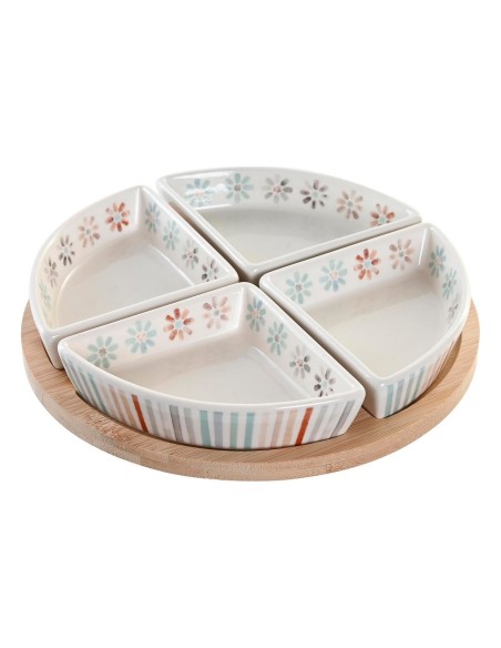 bandeja de aperitivos DKD Home Decor 21,5 x 21,5 x 1 cm Multicolor Grés | Tienda24 Tienda24.eu