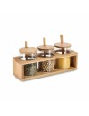 Conjunto de 3 Potes DKD Home Decor 31 x 11 x 10,5 cm Natural Bambu Vidro de Borosilicato | Tienda24 Tienda24.eu