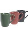 Ensemble de 4 mugs DKD Home Decor Naturel Rose Blanc Vert Gris foncé Grès 160 ml | Tienda24 Tienda24.eu