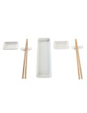 Set de Sushi DKD Home Decor 24 x 7 x 2 cm Natural Blanco Gres Oriental | Tienda24 Tienda24.eu