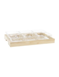 Ensemble à apértif DKD Home Decor Bleu Naturel Bambou Grès méditerranéen 21,5 x 21,5 x 1 cm (5 pcs) | Tienda24 Tienda24.eu