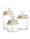 Set de 3 Boites DKD Home Decor 11 x 11 x 22 cm Verre Naturel Transparent | Tienda24 Tienda24.eu