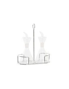 Condiment Set Home ESPRIT Transparent Metal Crystal 300 ml 22,5 x 6 x 23 cm | Tienda24 Tienda24.eu