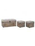 Conjunto de Baús DKD Home Decor Bege Madeira Castanho Tradicional 80 x 40 x 40 cm | Tienda24 Tienda24.eu