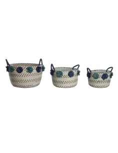 Basket set DKD Home Decor Polyester Colonial Fibre (39 x 27 x 24 cm) | Tienda24 Tienda24.eu