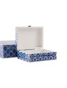 Jewelry box DKD Home Decor Blue Navy Blue Wood 24 x 20 x 8 cm (2 Units) | Tienda24 Tienda24.eu