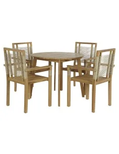 Conjunto de Mesa con 2 Sillas DKD Home Decor Blanco 80 cm 60 x 60 x 70 cm (3 pcs) | Tienda24 Tienda24.eu