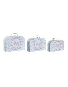 Jogo de Caixas Decorativas DKD Home Decor 28 x 9,5 x 20 cm Azul Metal Multicolor Cartão de DKD Home Decor, Armazenamento - Re...