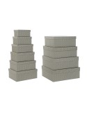 Set di Scatole per Sistemare Impilabili DKD Home Decor Pois Grigio Bianco Cartone (43,5 x 33,5 x 15,5 cm) da DKD Home Decor, ...