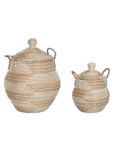 Basket set DKD Home Decor Polyester Cotton Fringe Boho (43 x 43 x 45 cm) | Tienda24 Tienda24.eu