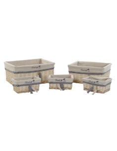 Cesta Decorativa DKD Home Decor 8 x 28 x 60 cm Metal Fibra natural | Tienda24 Tienda24.eu