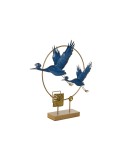 Figura Decorativa DKD Home Decor 51 x 9 x 51 cm Azul Dorado Pájaro | Tienda24 Tienda24.eu