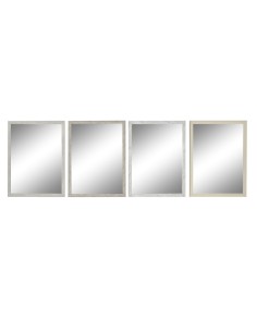 Espelho de parede DKD Home Decor 56 x 2 x 76 cm Cristal Cinzento Bege Branco poliestireno (4 Unidades) de DKD Home Decor, Esp...