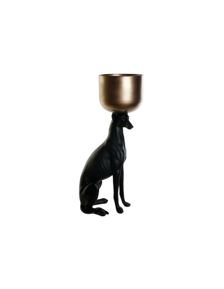 Figura Decorativa DKD Home Decor 34 x 23,5 x 70,5 cm Preto Dourado Resina Cão | Tienda24 Tienda24.eu