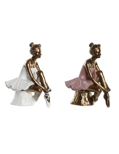 Statua Decorativa DKD Home Decor 12 x 9,5 x 15,5 cm Rosa Bianco Ballerina Classica (2 Unità) da DKD Home Decor, Soprammobili ...