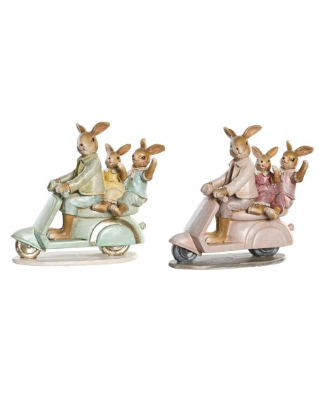 Decorative Figure DKD Home Decor 17 x 7 x 15,5 cm Pink Rabbit Green (2 Units) | Tienda24 Tienda24.eu