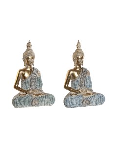 Statua Decorativa DKD Home Decor 23 x 13 x 34 cm Azzurro Buddha Turchese Orientale Decapaggio (2 Unità) da DKD Home Decor, So...