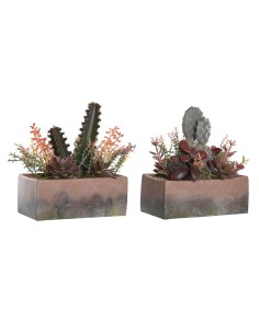 Planta Decorativa DKD Home Decor 19 x 9 x 22 cm Rosa Naranja Cactus Goma Eva Polipropileno (2 Unidades) de DKD Home Decor, Pl...