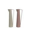 Vase DKD Home Decor 15 x 11 x 45 cm Beige Rose Fer (2 Unités) | Tienda24 Tienda24.eu