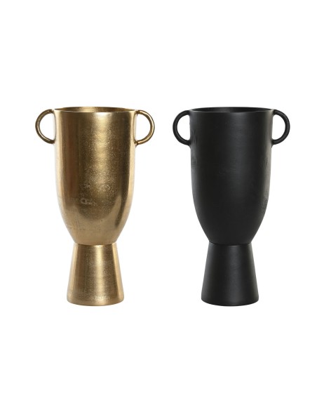 Vase DKD Home Decor 25 x 18 x 41 cm Schwarz Gold Aluminium Moderne (2 Stück) | Tienda24 Tienda24.eu