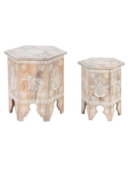 Set of 2 tables DKD Home Decor Natural 48 x 41,5 x 49 cm | Tienda24 Tienda24.eu