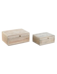 Jewelry box DKD Home Decor Blue Navy Blue Wood 24 x 20 x 8 cm (2 Units) | Tienda24 Tienda24.eu