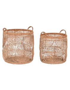 Set de basket DKD Home Decor Naturel Marron Clair Polyuréthane Herbier marin 38 x 38 x 35 cm | Tienda24 Tienda24.eu