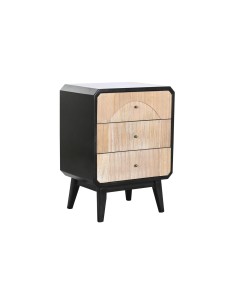 Mesita de Noche Home ESPRIT Negro Natural Madera de abeto Madera MDF 45 x 34 x 66 cm | Tienda24 Tienda24.eu