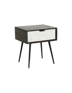 Mesita de Noche Home ESPRIT Negro Natural Madera de abeto Madera MDF 45 x 34 x 66 cm | Tienda24 Tienda24.eu